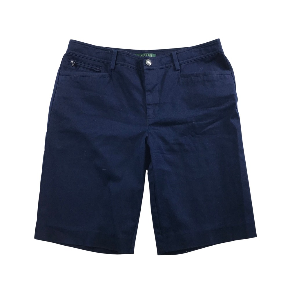 Lauren Ralph Lauren Navy Blue Chino Shorts Womens 8 Stretch Cotton Bermuda Knee